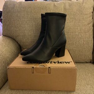 Black like leather boot (wide width)